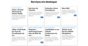 Tela Portal de serviços