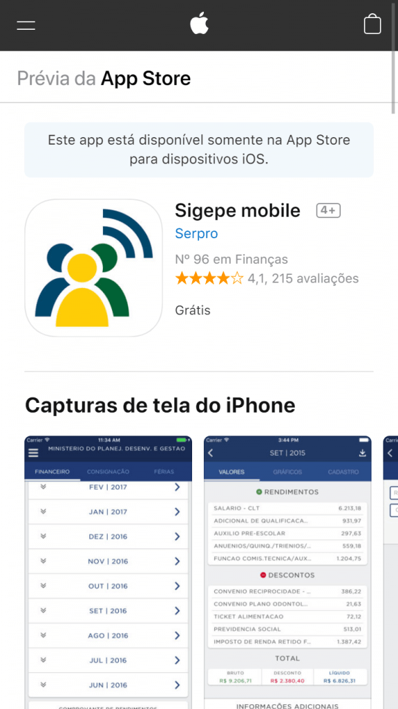 SIGEPE Mobile na APP Store